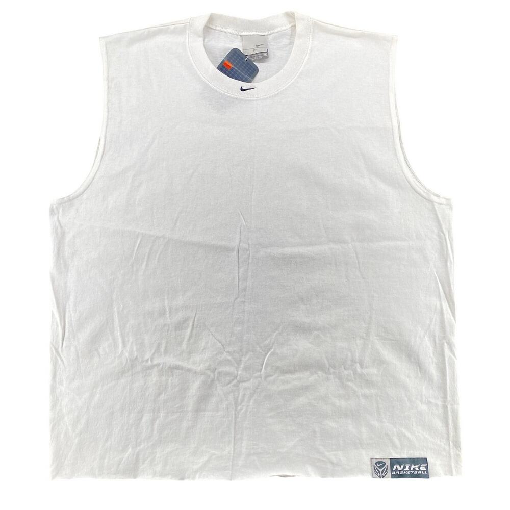 Vintage Nike Basketball Sleeveless Shirt Men’s XL White Made In USA Muscle NWT